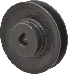 Browning - 5/8" Bore, 1-5/32 Long, 3.95" Outside Diam, Finished Bore Single Groove V Belt Sheave - 7/8" Wide, 3.6 Belt Pitch B, 3.2" Pitch Diam of 4L Belt - Benchmark Tooling