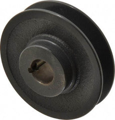 Browning - 7/8" Bore, 1-5/32 Long, 3.95" Outside Diam, Finished Bore Single Groove V Belt Sheave - 7/8" Wide, 3.6 Belt Pitch B, 3.2" Pitch Diam of 4L Belt - Benchmark Tooling