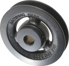 Browning - 3/4" Bore, 1-5/32 Long, 5" Outside Diam, Finished Bore Single Groove V Belt Sheave - 7/8" Wide, 4.4 Belt Pitch B, 4" Pitch Diam of 4L Belt - Benchmark Tooling