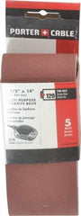 Porter-Cable - 2-1/2" Wide x 14" OAL, 120 Grit, Aluminum Oxide Abrasive Belt - Aluminum Oxide, Fine, Coated, X Weighted Cloth Backing - Benchmark Tooling