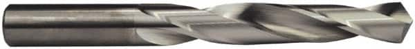 M.A. Ford - 27/64" 118° Solid Carbide Jobber Drill - TiN Finish, Right Hand Cut, Spiral Flute, Straight Shank, 4-1/2" OAL, Four Facet Point - Benchmark Tooling