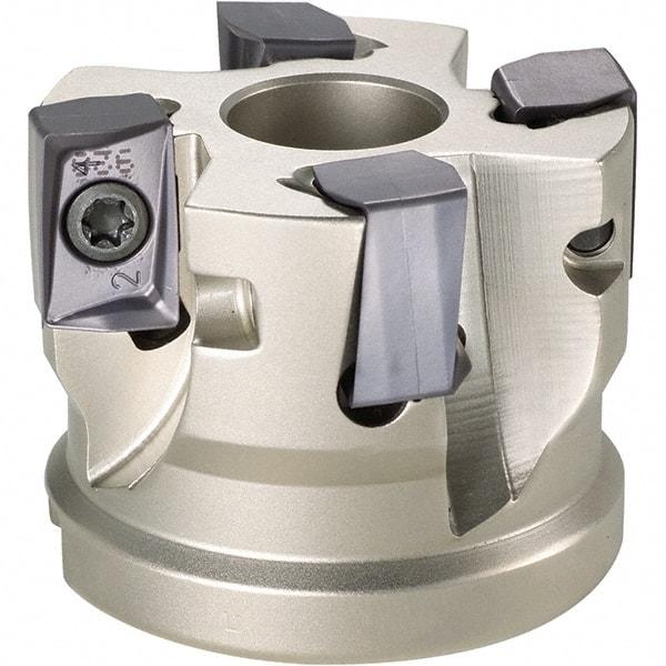 Iscar - 4 Inserts, 2-1/2" Cut Diam, 1" Arbor Diam, 0.642" Max Depth of Cut, Indexable Square-Shoulder Face Mill - 0/90° Lead Angle, 1-3/4" High, H490 AN.X 17 Insert Compatibility, Through Coolant, Series Helido - Benchmark Tooling