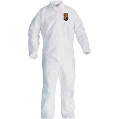 KleenGuard - Size M Film Laminate General Purpose Coveralls - White, Zipper Closure, Elastic Cuffs, Elastic Ankles, Serged Seams - Benchmark Tooling