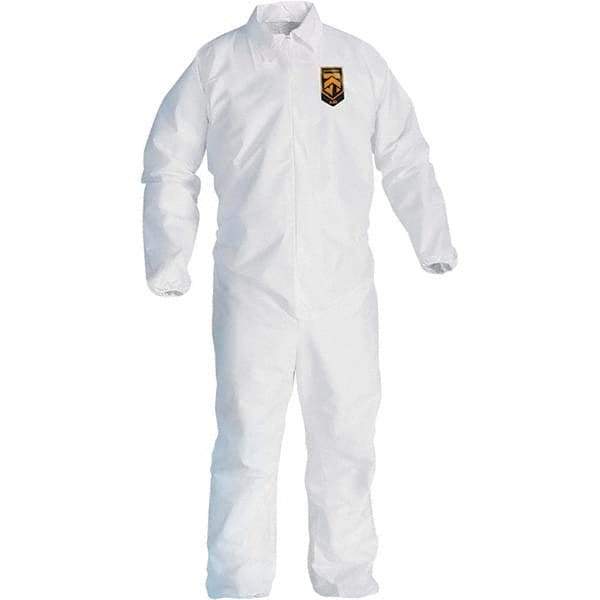 KleenGuard - Size XL Film Laminate General Purpose Coveralls - White, Zipper Closure, Elastic Cuffs, Elastic Ankles, Serged Seams - Benchmark Tooling