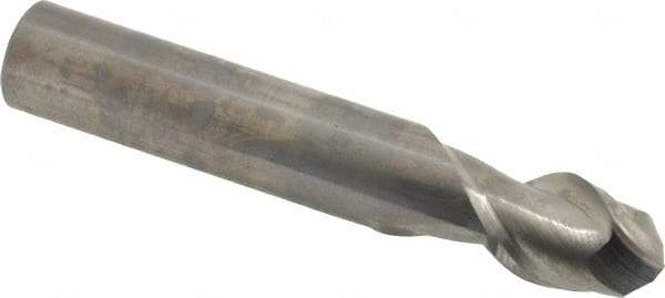 Niagara Cutter - 1/2" Diam, 5/8" LOC, 2 Flute Solid Carbide Ball End Mill - Uncoated, Single End, 3" OAL, 1/2" Shank Diam, Spiral Flute - Benchmark Tooling