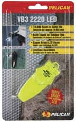 Pelican Products, Inc. - White LED Bulb, 6 Lumens, Hands-free Flashlight - Yellow Plastic Body, 2 Button/Coin Cell Lithium Batteries Included - Benchmark Tooling