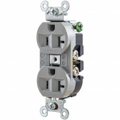 Hubbell Wiring Device-Kellems - 125V 20A NEMA 5-20R Industrial Grade Gray Straight Blade Duplex Receptacle - Benchmark Tooling