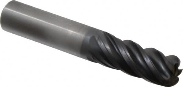 Kennametal - 1/2", 5 Flute, Single End, Solid Carbide, 0.06" Corner Radius End Mill - 3" OAL, 38° Helix, Right Hand Flute, 1-1/4" LOC, Right Hand Cut - Benchmark Tooling