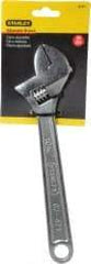 Stanley - 1-1/4" Jaw Capacity, 10" Standard Adjustable Wrench - Chrome Vanadium Steel, Chrome Finish, 10-1/8" OAL - Benchmark Tooling