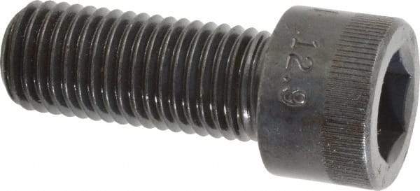 Made in USA - M20x2.50 Metric Coarse Hex Socket Drive, Socket Cap Screw - Grade 12.9 Alloy Steel, Black Oxide Finish, Fully Threaded, 50mm Length Under Head - Benchmark Tooling