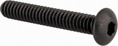 Made in USA - #10-24 UNC Hex Socket Drive, Button Screw - Alloy Steel, Black Oxide Finish, Fully Threaded, 1-1/4" Length Under Head - Benchmark Tooling