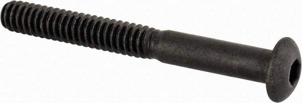 Made in USA - #10-24 UNC Hex Socket Drive, Button Screw - Alloy Steel, Black Oxide Finish, Fully Threaded, 1-3/4" Length Under Head - Benchmark Tooling