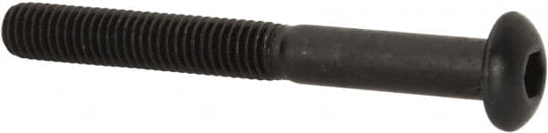 Made in USA - #10-32 UNF Hex Socket Drive, Button Screw - Alloy Steel, Black Oxide Finish, Fully Threaded, 1-3/4" Length Under Head - Benchmark Tooling