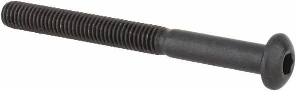 Made in USA - #10-32 UNF Hex Socket Drive, Button Screw - Alloy Steel, Black Oxide Finish, Fully Threaded, 2" Length Under Head - Benchmark Tooling