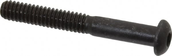 Made in USA - 1/4-20 UNC Hex Socket Drive, Button Screw - Alloy Steel, Black Oxide Finish, Partially Threaded, 2" Length Under Head - Benchmark Tooling