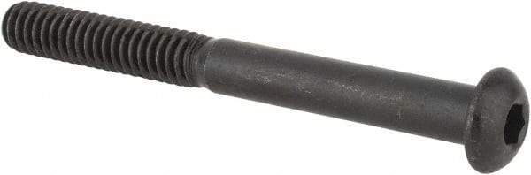 Made in USA - 1/4-20 UNC Hex Socket Drive, Button Screw - Alloy Steel, Black Oxide Finish, Fully Threaded, 2-1/2" Length Under Head - Benchmark Tooling