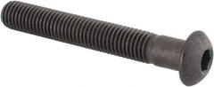 Made in USA - 1/4-28 UNF Hex Socket Drive, Button Screw - Alloy Steel, Black Oxide Finish, Fully Threaded, 1-3/4" Length Under Head - Benchmark Tooling