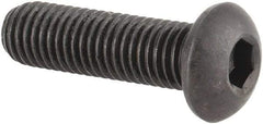 Made in USA - 1/4-28 UNF Hex Socket Drive, Button Screw - Alloy Steel, Black Oxide Finish, Fully Threaded, 7/8" Length Under Head - Benchmark Tooling