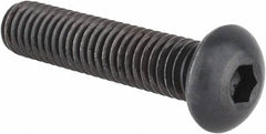 Made in USA - 3/8-16 UNC Hex Socket Drive, Button Screw - Alloy Steel, Black Oxide Finish, Fully Threaded, 1-3/4" Length Under Head - Benchmark Tooling