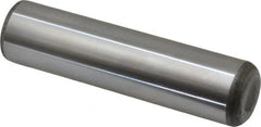 Made in USA - 1" Diam x 4" Pin Length Grade 8 Alloy Steel Standard Dowel Pin - Bright Finish, C 47-58 & C 60 (Surface) Hardness, 117,800 Lb (Single Shear), 235,600 Lb (Double Shear) Breaking Strength, 1 Beveled & 1 Rounded End - Benchmark Tooling