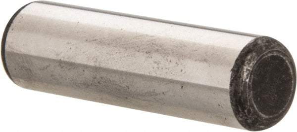 Made in USA - 1/2" Diam x 1-3/4" Pin Length Grade 8 Alloy Steel Standard Dowel Pin - Bright Finish, C 47-58 & C 60 (Surface) Hardness, 29,450 Lb (Single Shear), 58,900 Lb (Double Shear) Breaking Strength, 1 Beveled & 1 Rounded End - Benchmark Tooling