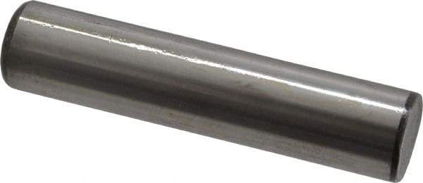 Made in USA - 1/2" Diam x 2-1/4" Pin Length Grade 8 Alloy Steel Standard Dowel Pin - Bright Finish, C 47-58 & C 60 (Surface) Hardness, 29,450 Lb (Single Shear), 58,900 Lb (Double Shear) Breaking Strength, 1 Beveled & 1 Rounded End - Benchmark Tooling