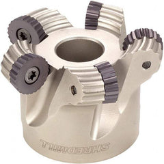 Iscar - 8 Inserts, 80mm Cut Diam, 32mm Arbor Diam, 9mm Max Depth of Cut, Indexable Square-Shoulder Face Mill - 0/90° Lead Angle, 50mm High, XCMT Insert Compatibility, Through Coolant, Series IscarPlunger - Benchmark Tooling
