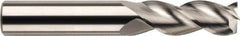SGS - 3/4", 1" LOC, 3/4" Shank Diam, 6" OAL, 3 Flute, Solid Carbide Square End Mill - Single End, Uncoated, Spiral Flute, 38° Helix, Centercutting, Right Hand Cut, Right Hand Flute, Series 43L - Benchmark Tooling