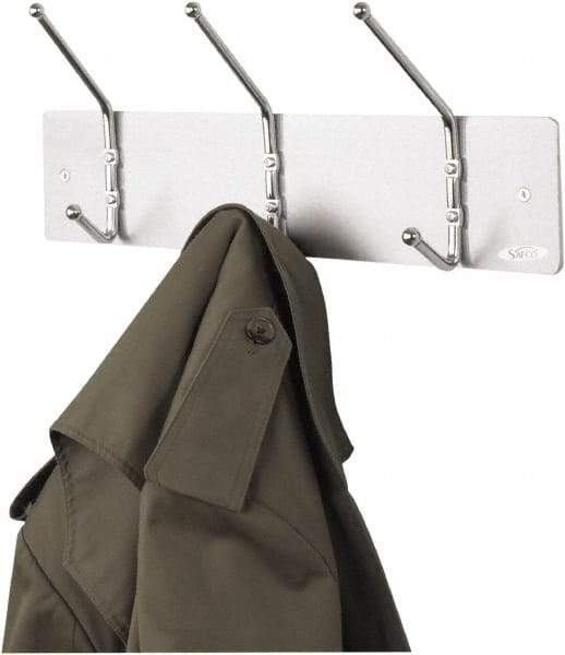 Safco - 3 Hooks, 18" Long x 3-3/4" Deep, Metal Wall/Door Hat/Coat Hook - 7" High - Benchmark Tooling