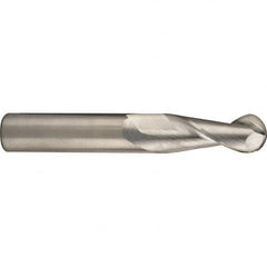SGS - 10mm Diam, 22mm LOC, 2 Flute Solid Carbide Ball End Mill - Uncoated, Single End, 72mm OAL, 10mm Shank Diam, Spiral Flute - Benchmark Tooling