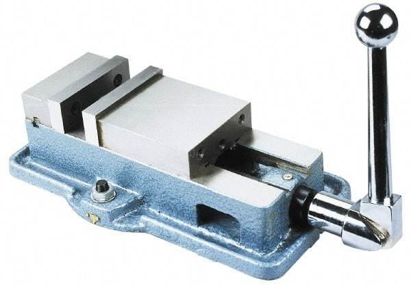 Interstate - 6" Jaw Width, 7-1/2" Jaw Opening Capacity, Horizontal Stationary Machine Vise - Manual Operation, 7,875 Lb Capacity, 1 Station, 17.2" Long x 4.93" High x 1-1/2" Deep, 1-1/2" Jaw Height, Cast Iron - Benchmark Tooling