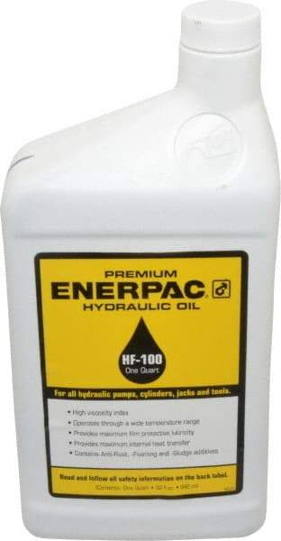 Enerpac - 1 Qt Bottle, Mineral Hydraulic Oil - ISO 32, <12,000 SUS at 0°F, 150 to 165 SUS at 100°F, 42 to 45 SUS at 210°F - Benchmark Tooling