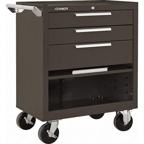 Kennedy - 3 Drawer 1,400 Lb Capacity Steel Tool Roller Cabinet - 27" Wide x 35" High x 18" Deep, Brown - Benchmark Tooling