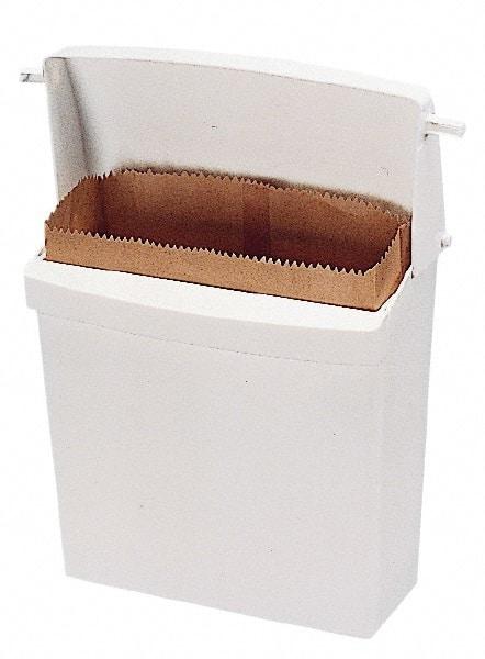 Rubbermaid - Plastic Feminine Hygiene Product Receptacle - 10-3/4" High x 12-1/2" Wide x 5-1/4" Deep, White - Benchmark Tooling