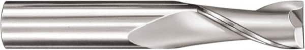 SGS - 2mm, 6.3mm LOC, 3mm Shank Diam, 38mm OAL, 2 Flute, Solid Carbide Square End Mill - Single End, TiN Finish, Spiral Flute, 30° Helix, Centercutting, Right Hand Cut, Right Hand Flute, Series 3M - Benchmark Tooling