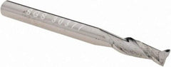 SGS - 1/8", 3/8" LOC, 1/8" Shank Diam, 1-1/2" OAL, 2 Flute, Solid Carbide Square End Mill - Single End, Uncoated, Spiral Flute, 30° Helix, Centercutting, Right Hand Cut, Right Hand Flute, Series 3 - Benchmark Tooling
