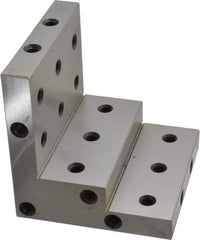 SPI - 4" Wide x 4" Deep x 4" High Steel Precision-Ground Angle Plate - Stepped Plate, Machined Holes on Surface, Open End - Benchmark Tooling