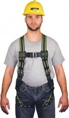 Miller - 400 Lb Capacity, Size Universal, Full Body Construction Safety Harness - Elastomer, Tongue Leg Strap, Mating Chest Strap, Green/Black - Benchmark Tooling