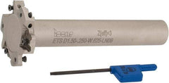 Iscar - Shank Connection, 1/4" Cutting Width, 7/16" Depth of Cut, 1-1/2" Cutter Diam, 6 Tooth Indexable Slotting Cutter - 5/8" Shank Diam, ETS-LN08 Toolholder, LNET Insert, Right Hand Cutting Direction - Benchmark Tooling