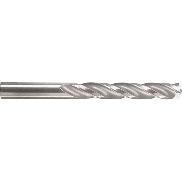 SGS - 3/8" 150° Solid Carbide Jobber Drill - TiN Finish, Right Hand Cut, Spiral Flute, Straight Shank, 4-1/4" OAL, Standard Point - Benchmark Tooling