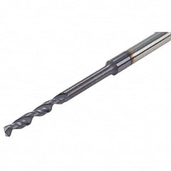 Iscar - 1.3mm 140° Solid Carbide Jobber Drill - TiAlN Finish, Right Hand Cut, Spiral Flute, Straight Shank, 46mm OAL, Standard Point - Benchmark Tooling
