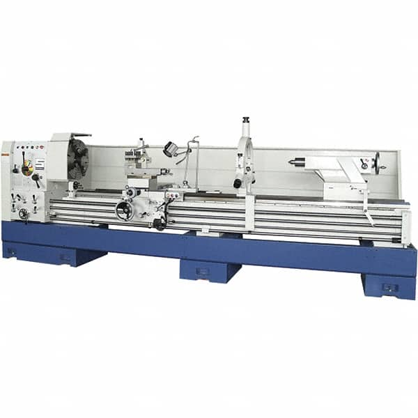 Summit - 30" Swing, 80" Between Centers, 120 Volt, Triple Phase Toolroom Lathe - 5MT Taper, 15 hp, 11 to 700 RPM, 9-1/8" Bore Diam, 58" Deep x 66" High x 164" Long - Benchmark Tooling