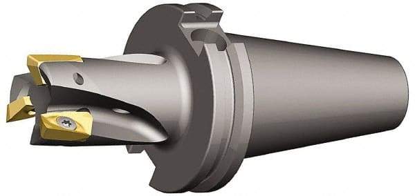 Kennametal - 1-1/2" Cut Diam, 0.71" Max Depth of Cut, 1-1/4" Shank Diam, 10" OAL, Indexable Square Shoulder End Mill - EC18.., EP18.. Inserts, Cylindrical Shank, 0° Lead Angle - Benchmark Tooling