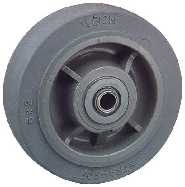 Albion - 5 Inch Diameter x 2 Inch Wide, Solid Rubber Caster Wheel - 375 Lb. Capacity, 2-3/16 Inch Hub Length, 1/2 Inch Axle Diameter, Roller Bearing - Benchmark Tooling