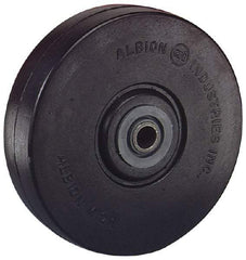 Albion - 5 Inch Diameter x 1-1/4 Inch Wide, Solid Rubber Caster Wheel - 240 Lb. Capacity, 1-15/32 Inch Hub Length, 3/8 Inch Axle Diameter, Sleeve Bearing - Benchmark Tooling