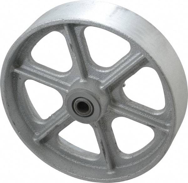 Albion - 8 Inch Diameter x 2 Inch Wide, Cast Iron Caster Wheel - 1,800 Lb. Capacity, 2-3/16 Inch Hub Length, 1/2 Inch Axle Diameter, Roller Bearing - Benchmark Tooling