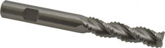 Kennametal - 1/2" Diam, Extra Coarse Pitch, 2" LOC, 3 Flute Solid Carbide Roughing Square End Mill - Uncoated, 4-1/2" OAL, 1/2" Shank Diam, Single End, Centercutting, 37° Helix - Benchmark Tooling