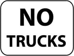 NMC - "No Trucks", 24" Wide x 18" High, Aluminum Parking Lot Traffic Signs - 0.08" Thick, Black on White, High Intensity Reflectivity, Rectangle, Post Mount - Benchmark Tooling