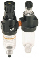 Wilkerson - 1/4" NPT Port Miniature 2 Piece Filter/Regulator-Lubricator FRL Unit - Polycarbonate Bowl, 20 SCFM, 150 Max psi, 6.21" High, Manual Drain - Benchmark Tooling