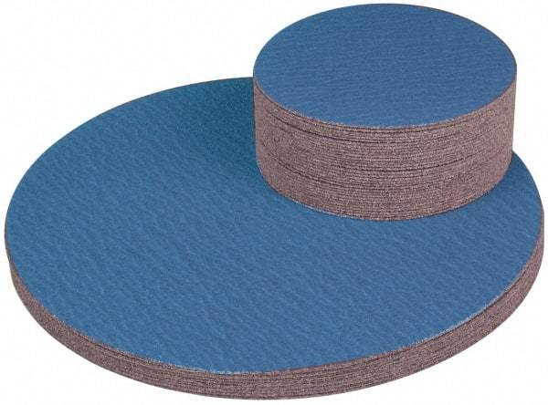 Superior Abrasives - 30" Diam, 80 Grit Zirconia Alumina Adhesive PSA Disc - Medium Grade, Blue, Cloth Backing, Flexible - Benchmark Tooling